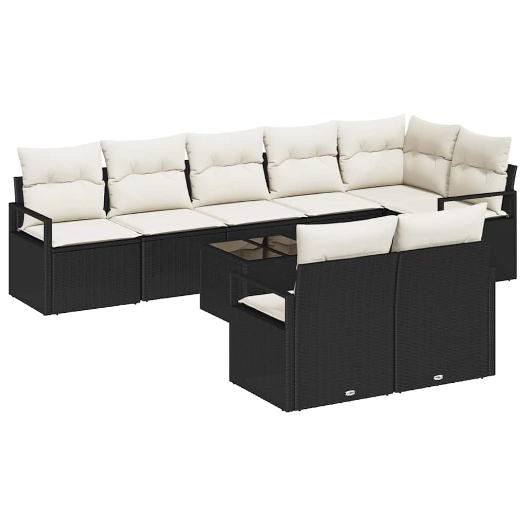 Garten-Sofa-Set mit Kissen mit Speicher 9 pcs Braun und Creme